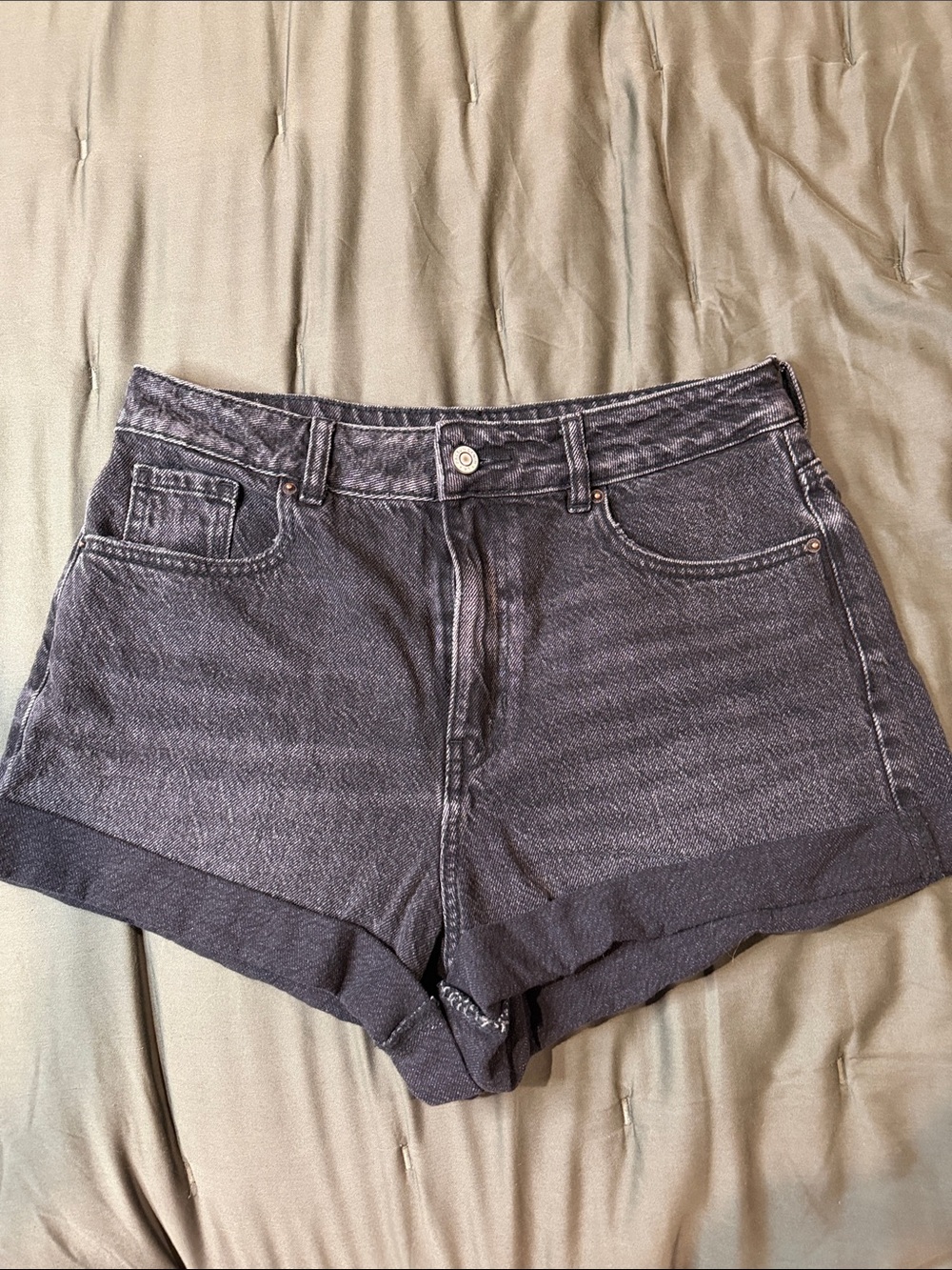 PacSun Washed Black High-Rise Denim Shorts